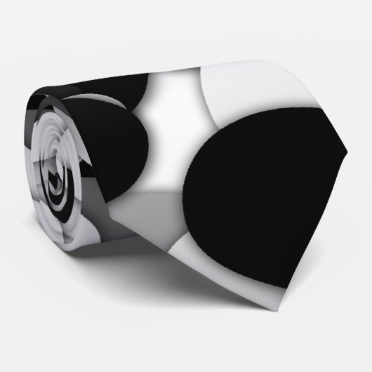 Kreis- u. Polkapunkt-Krawatten - Schwarzes u. Weiß Krawatte (Gerollt)
