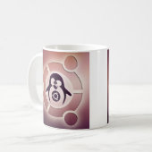 Kreis Ubuntus Linux des Freund-Logos mit Tux Kaffeetasse (Vorderseite Links)