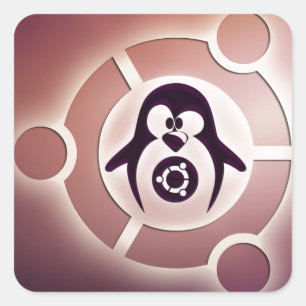 Kreis Ubuntus Linux des Freund-Logos mit Tux Quadratischer Aufkleber