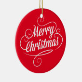 Kreis-Verzierung mit nettem frohe Weihnacht-Text Keramik Ornament (Rechts)