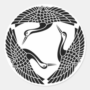 Kreis von drei Kränen Runder Aufkleber