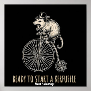 Kreischendes Opossum-Durcheinander Vintage-Fahrrad Poster