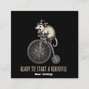 Kreischendes Opossum-Durcheinander Vintage-Fahrrad Quadratische Visitenkarte