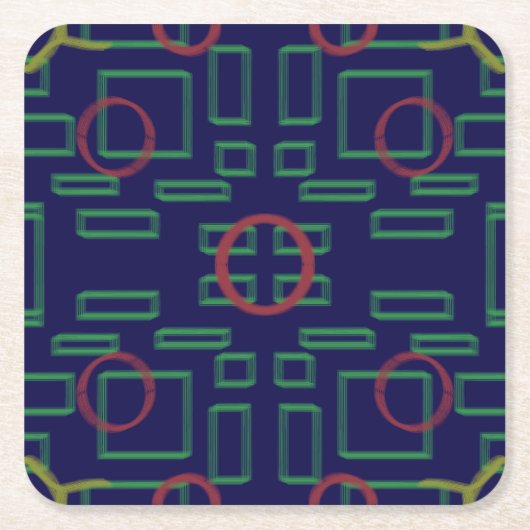 Kreise auf blaugrüne Geometrie Rechteckiger Pappuntersetzer (Vorderseite)