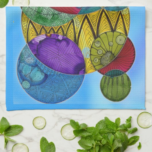 Kreise auf Blue Kitetücher Geschirrtuch (Gefaltet)