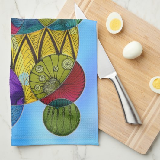 Kreise auf Blue Kitetücher Geschirrtuch (Viertel Falte)