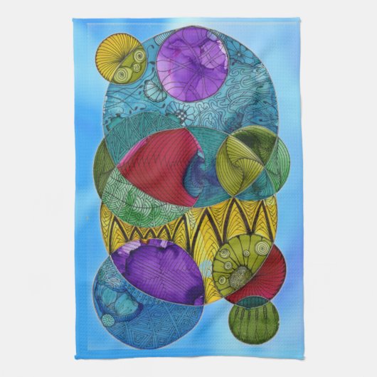 Kreise auf Blue Kitetücher Geschirrtuch (Vertikal)