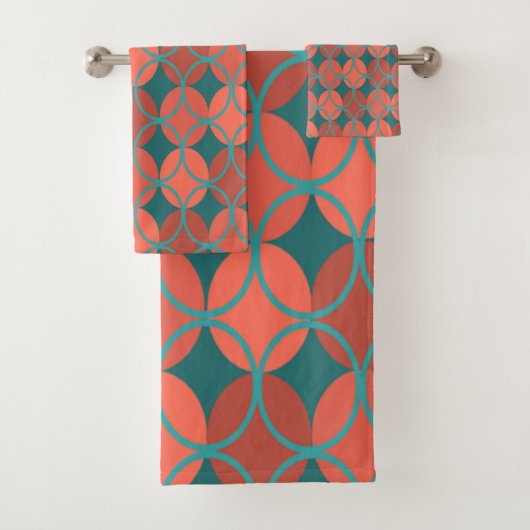 Kreise auf Kreisläufen - orange, Aquamarin Badhandtuch Set (Insitu)