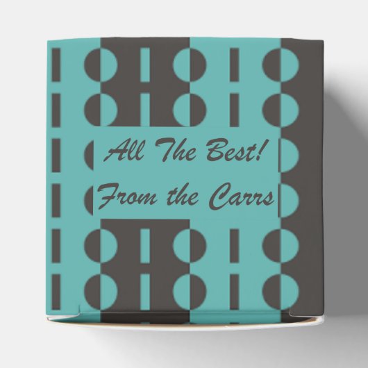 Kreise auf Streifen - Holzkohle Aqua Blue Classic Geschenkschachtel (Oben)