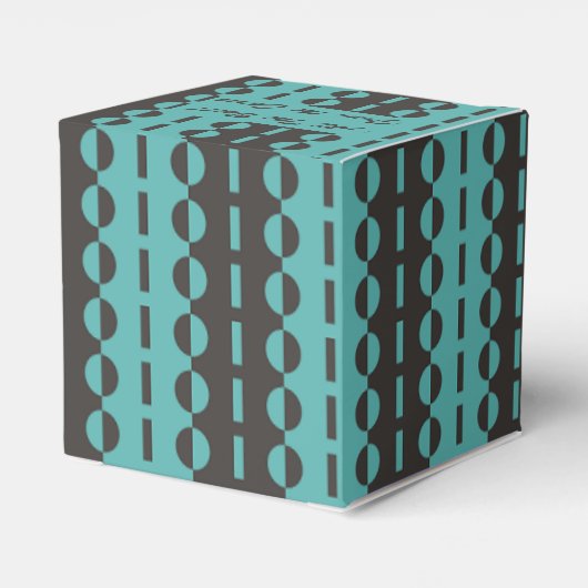 Kreise auf Streifen - Holzkohle Aqua Blue Classic Geschenkschachtel (Rückseite)