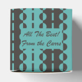 Kreise auf Streifen - Holzkohle Blaues Aqua Herz Geschenkschachtel (Oben)