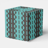 Kreise auf Streifen - Holzkohle Blaues Aqua Herz Geschenkschachtel (Rückseite)