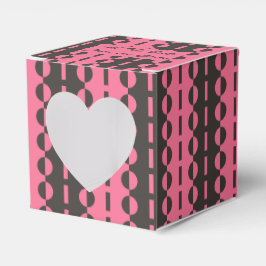Kreise auf Streifen - Holzkohle und rosa Herz Geschenkschachtel