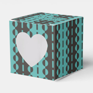 Kreise auf Streifen - Holzkohleblau Aqua Herz Geschenkschachtel
