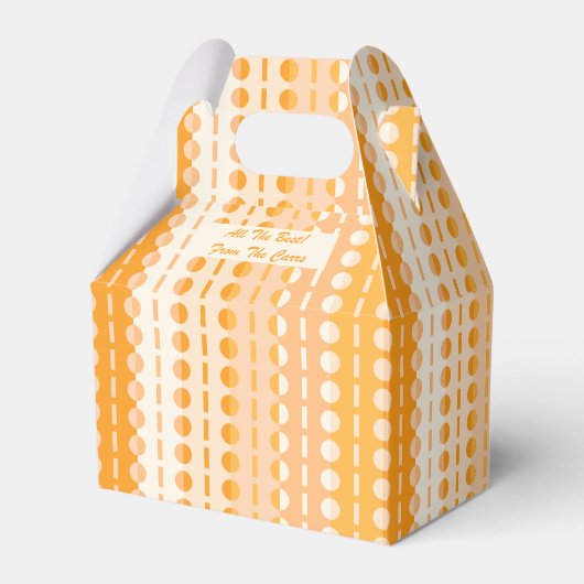 Kreise auf Streifen Orange Peach Ombre Gable Geschenkschachtel (Vorderseite)