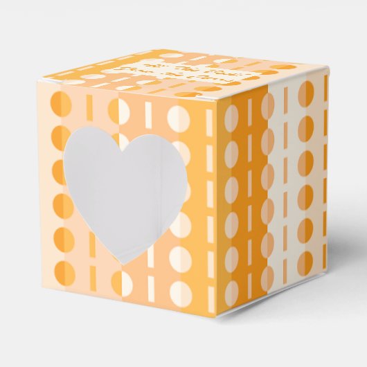 Kreise auf Streifen Orange Peach Ombre Herz Geschenkschachtel (Vorderseite)
