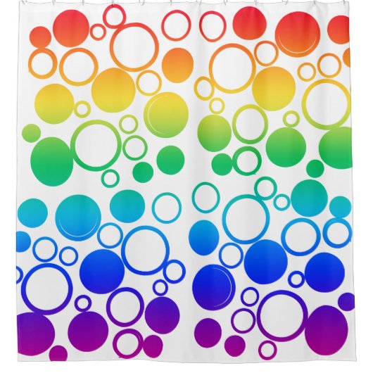 Kreise, Blasen, Regenbogenfarben Duschvorhang (Vorderseite)