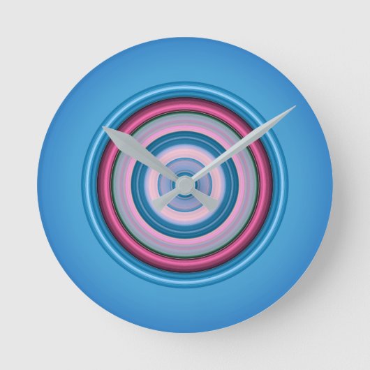 Kreise - Blau rosa Runde Wanduhr (Vorderseite)