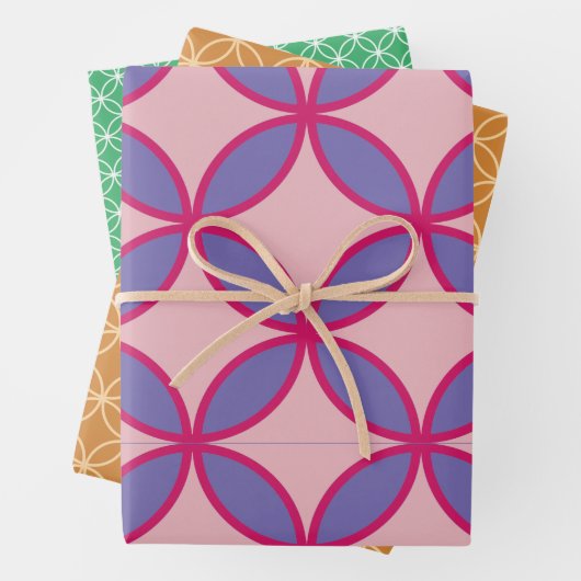 Kreise Diamanten Blume Muster Set 3 Geschenkpapier Set (Beispiel)