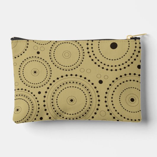 Kreise, die Schwarz auf hellen Gold gestalten Zubehörtasche (Rückseite)