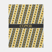 Kreise Gelbes Schwarzes Minimales Muster Fleecedecke (Vorderseite)