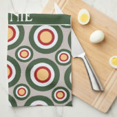 Kreise Graues Grünes Minimales Muster Geschirrtuch (Viertel Falte)