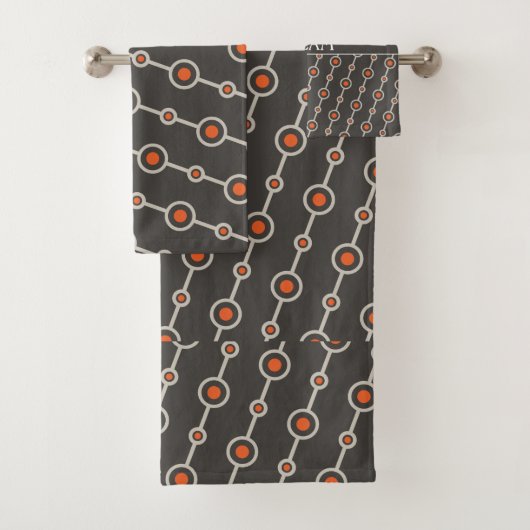 Kreise Graues Orange Minimales Muster Badhandtuch Set (Insitu)