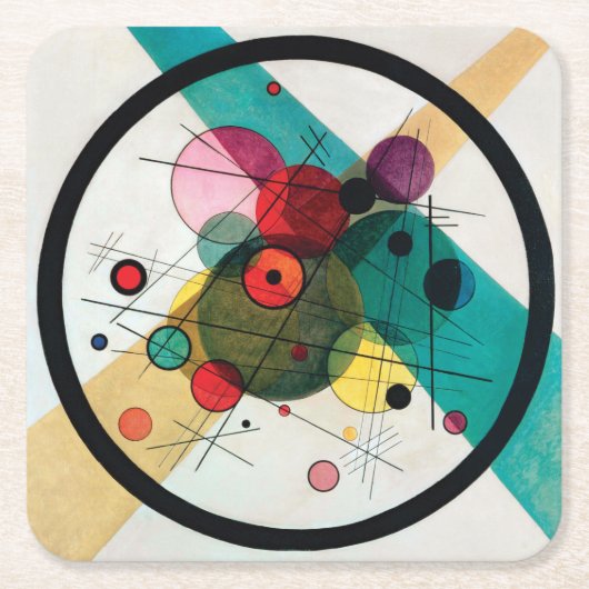 Kreise in einem Kreis von Wassily Kandinsky Rechteckiger Pappuntersetzer (Vorderseite)