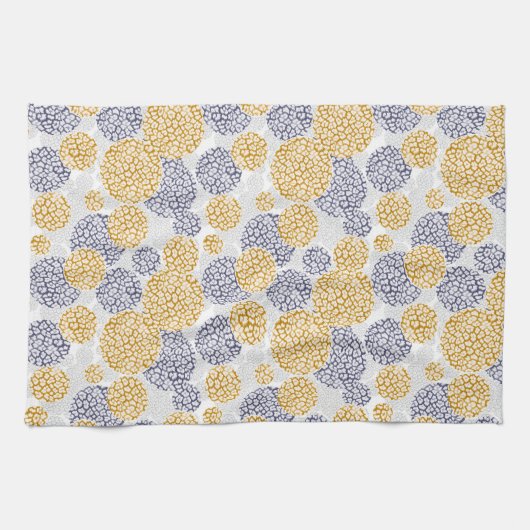 Kreise mit gelber und blauer Leopardenfarbe Geschirrtuch (Horizontal)