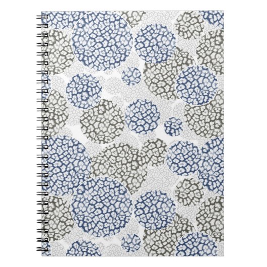 Kreise mit grauem und blauem Leopardendruck Notizblock (Vorderseite)