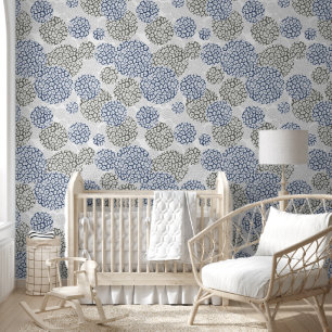 Kreise mit grauem und blauem Leopardendruck Tapete