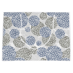 Kreise mit grauem und blauem Leopardenfelldruck  Große Geschenktüte