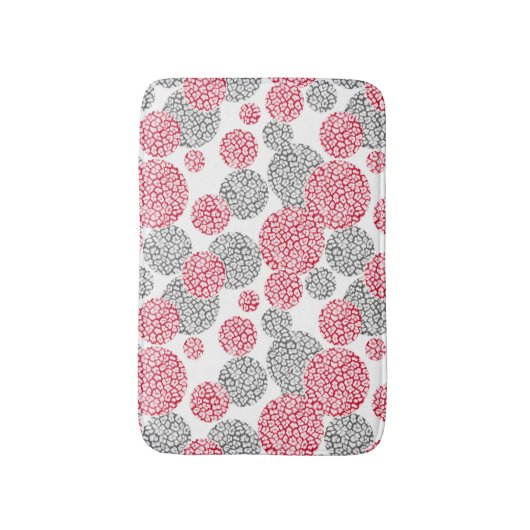 Kreise mit grauem und rotem Leopardenprint Badematte (Vorderseite Vertikal)