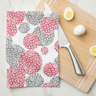 Kreise mit grauem und rotem Leopardenprint Geschirrtuch
