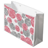 Kreise mit grauem und rotem Leopardenprint Große Geschenktüte (Vorderseite Schrägansicht)