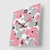 Kreise mit grauem und rotem Leopardenprint Quadratische Wanduhr (Winkel)