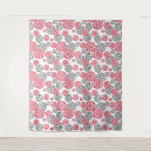 Kreise mit grauem und rotem Leopardenprint Wandteppich