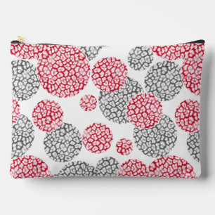 Kreise mit grauem und rotem Leopardenprint Zubehörtasche