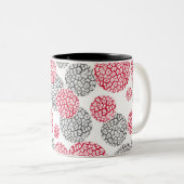 Kreise mit grauem und rotem Leopardenprint Zweifarbige Tasse (VorderseiteRechts)