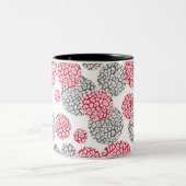 Kreise mit grauem und rotem Leopardenprint Zweifarbige Tasse (Mittel)