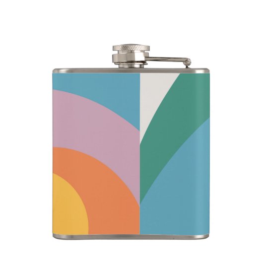 Kreise mit mehrfarbigem Retrostil Flachmann (Rückseite)