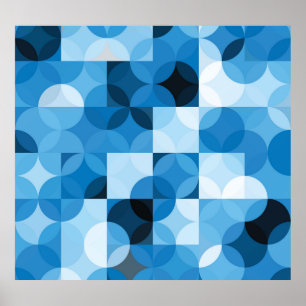 Kreise Nahtlos: Abstrakt Blau Vintag Poster