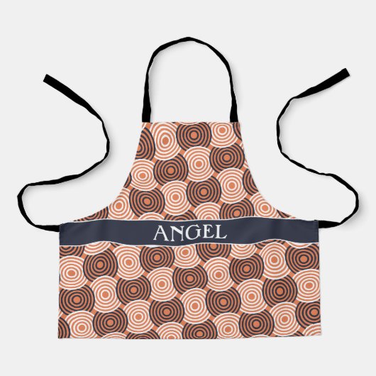 Kreise Orange Weiß Minimal Muster Schürze (Vorderseite)