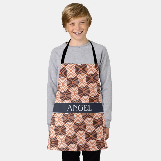 Kreise Orangefarbenes weißes Minimalmuster Schürze (Getragen)