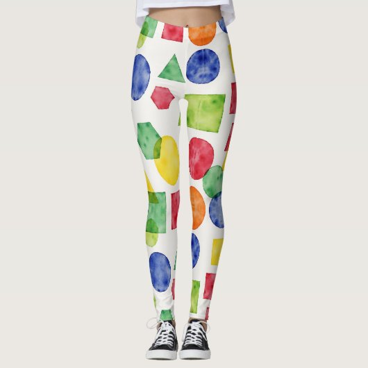Kreise, Quadrate, Dreiecke, Hexagonmuster Leggings (Vorderseite)
