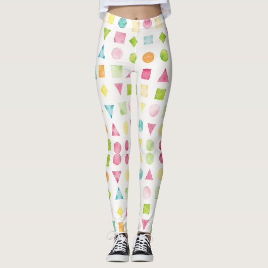 Kreise, Quadrate, Dreiecke Nahtloses Muster Leggings (Vorderseite)