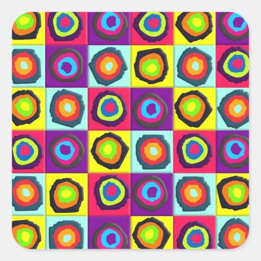 Kreise quadratischer aufkleber (Vorderseite)