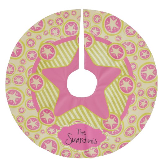 Kreise, Sterne, Streifen, Personalisierter Baumroc Polyester Weihnachtsbaumdecke (Vorderseite)