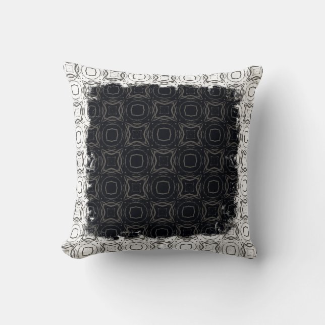 Kreise und Diamanten in Schwarz-Weiß-Muster Kissen (Vorderseite)
