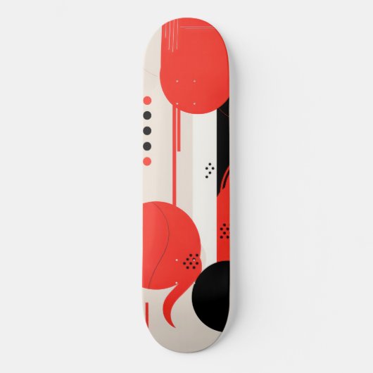 Kreise und Formen, schwarz und rot Skateboard (Vorderseite)
